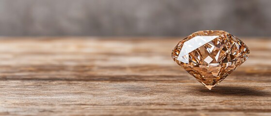 Elegant Brown Diamond on Rustic Wooden Surface