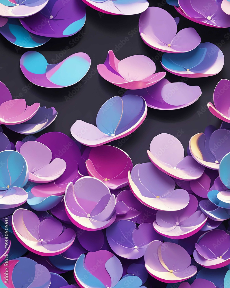 Canvas Prints Abstract purple petals and metallic tones seamless design pattern wallpaper