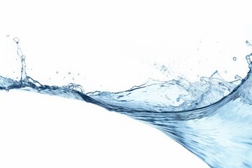 A large wave of water is crashing against a white background. The water is clear and calm, with small ripples forming around the edges. Generative AI