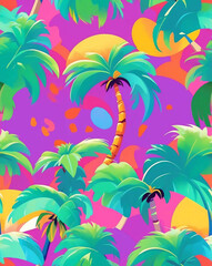 Chic coconut tree outlines with shadows seamless wallpaper pattern design