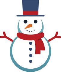 Snowman Outline Vector Illustration Wearing Top Hat and Scarf