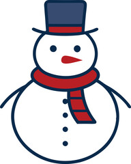 Delightful Outline of a Snowman with Top Hat and Scarf Vector Art
