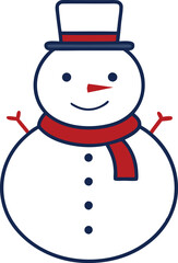 Elegant Snowman Outline Featuring Top Hat and Scarf Vector Artwork
