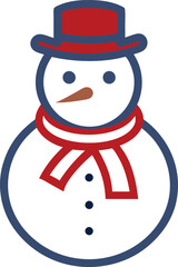 Charming Snowman Vector Illustration with Top Hat and Scarf Outline Design
