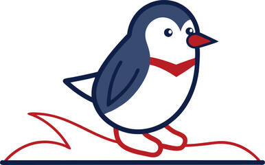 Cute Penguin in Motion Sliding on Ice Vector Artwork for Fun Projects
