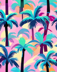 Chic palm trees with modern textures seamless wallpaper pattern design