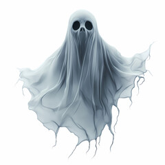 A Haunting Presence: This ghost emerges draped in flowing, sheer fabric, exuding an eerie essence that captures the essence of Halloween night, stirring fear and fascination in the atmosphere.