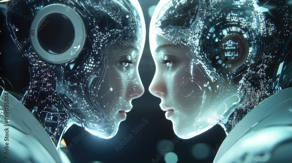 Poster ai robots synchronizing human input with large data networks and intelligent brain technologies, hig