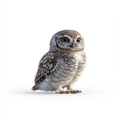 Naklejka premium Charming Little Owl on a White Background