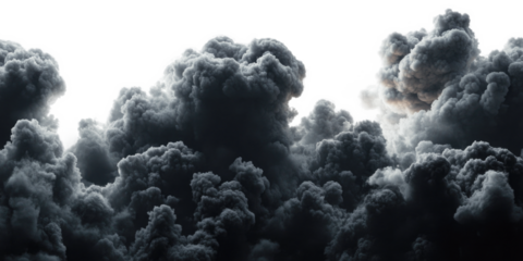 Black clouds isolated on transparent background.
