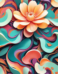 Neutral toned petals with sleek swirls seamless design pattern wallpaper