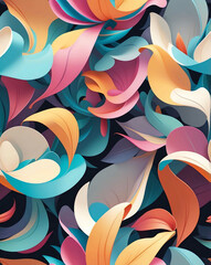 Neutral toned petals with sleek swirls seamless design pattern wallpaper