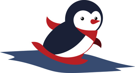 Charming Penguin Ice Slide Vector Design for Cute Moments
