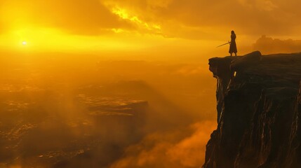 Fototapeta premium yellow scene of a shadow of knight