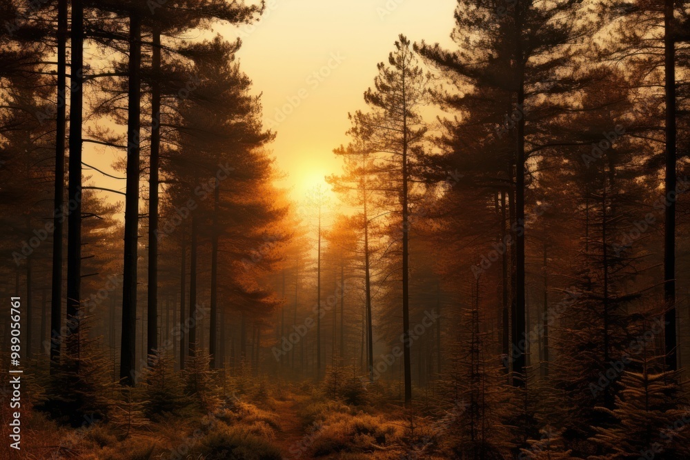 Poster forest wilderness sunlight outdoors.