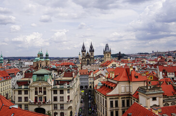 Obraz premium High angle view of a city against cloudy sky