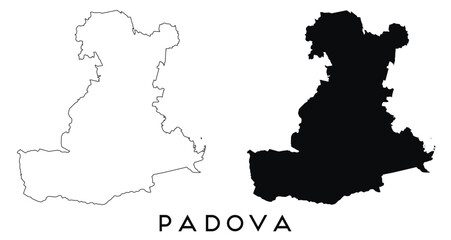 Padova map outline and black silhouette vector