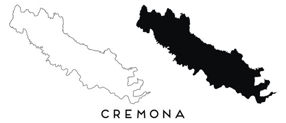 Cremona map outline and black silhouette vector