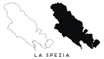 La Spezia map outline and black silhouette vector