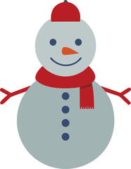 Playful Snowman Character Vector with Vibrant Carrot Nose Design
