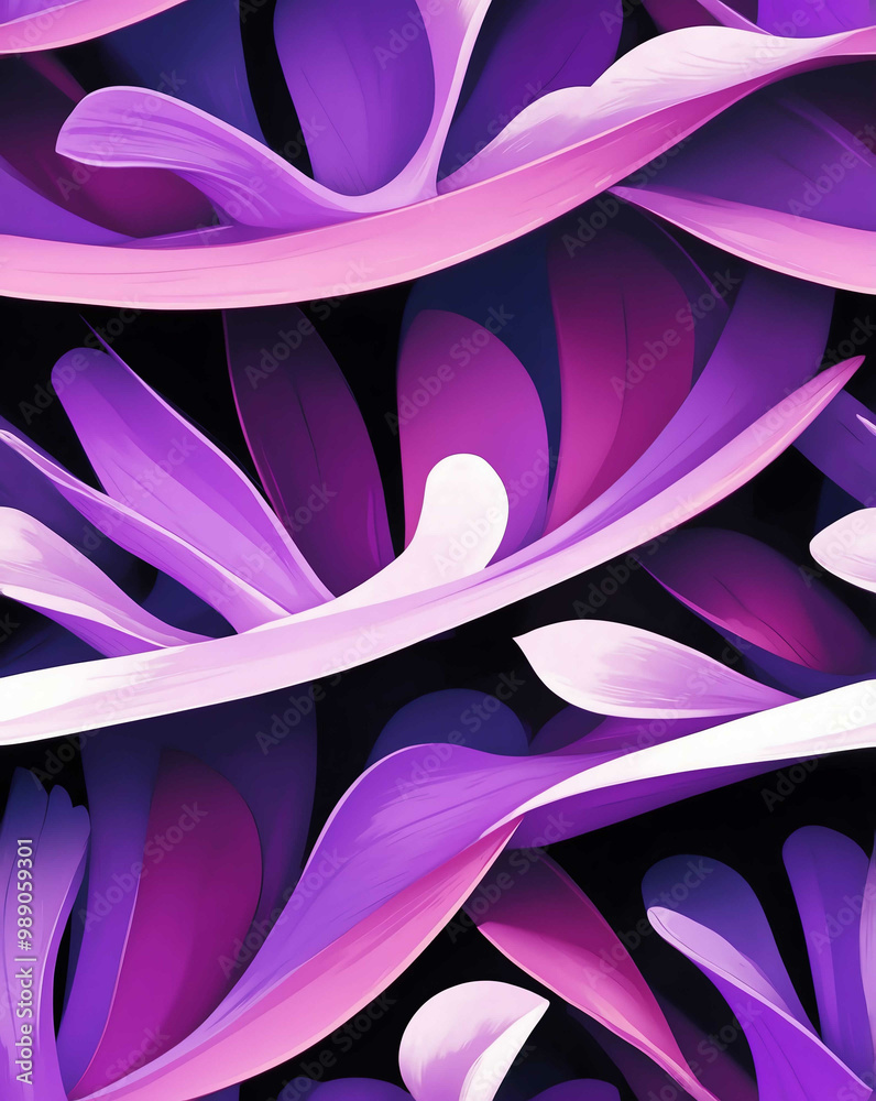 Poster Violet petals with sharp outlines seamless wallpaper pattern design