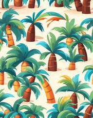 Abstract coconut tree shapes with accents seamless wallpaper pattern design