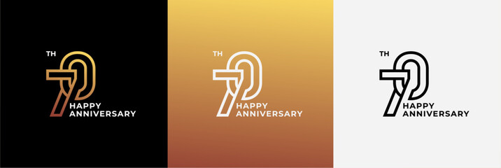 Logo 70th, 70 years happy anniversary, Creative design template for celebration, birthday, greeting and invitation. Editable file