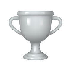 Silver winner prize championship award, trophy cup 3D illustration in realistic style. Vector tournament and championship goblet, education contest prize. Sport competition success, second place