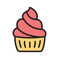 Cute cupcake icon for desserts and bakery themes