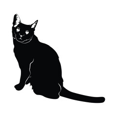 Animal cat silhouette black and white graphic