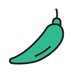 Spicy green chili icon, ideal for hot dishes and bold flavors