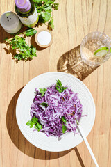 red cabbage salad with olive oil