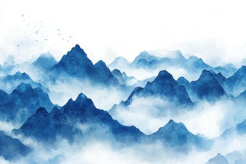 Abstract watercolor background with a mountain landscape. 
