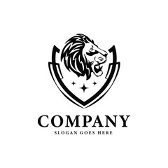 King lion logo concept badge template design