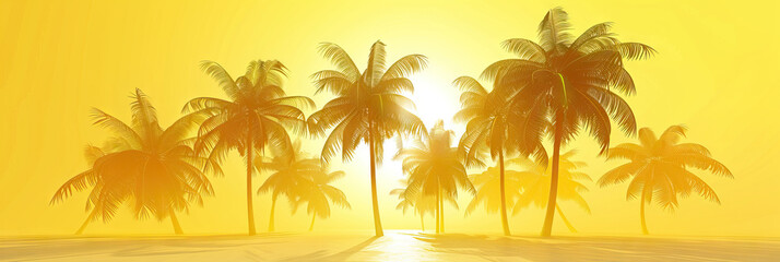 Obraz premium Pale Yellow Game Show Sunshine: Beachy Palm Tree Theme