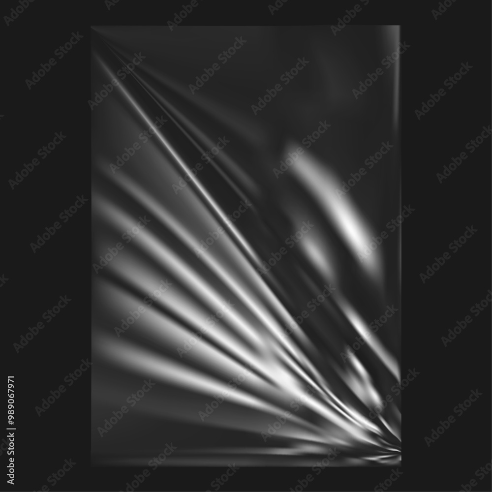 Poster crumpled and creased wrinkled plastic texture for poster, banner with copy space. vector realistic s