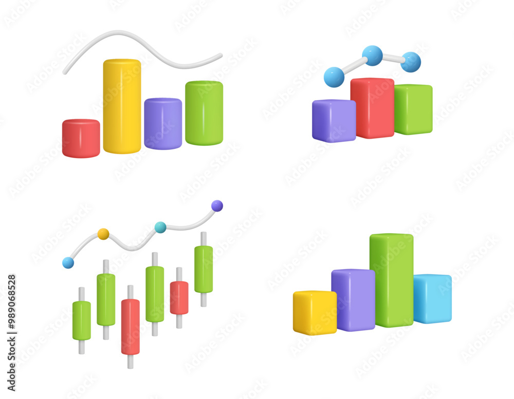 Poster statistics and infographic sign in cartoon design. vector business chart graph. financial report and