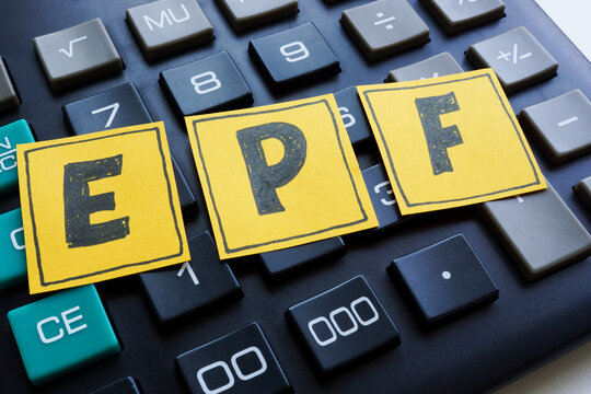 EPF abbreviation for employees provident fund on a calculator.