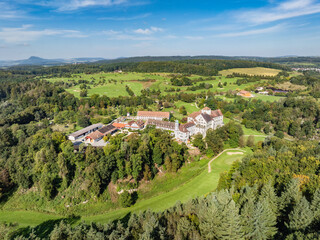 Fototapeta premium Luftbild vom Schloss Langenstein bei Eigeltingen