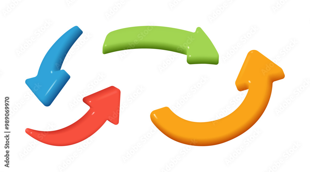Fototapete Arrow curve motion navigation pointer, upward vector illustration. Doodle of rotating pointers, web design elements, colorful rotating swirly arrows, web design elements