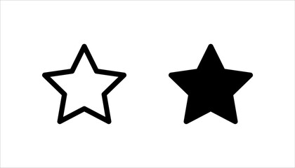 Set of simple icons of stars, on white background.