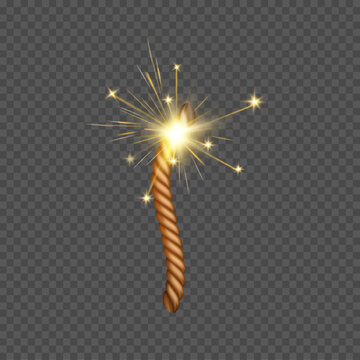 Burning fire wicks, realistic thread with burnt effect. Vector firecracker or fireworks twisted ropes with flames, lighted dynamite fuses. Flammable ropes for weapon and explosive equipment