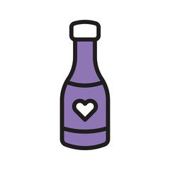 Wine bottle icon with a heart shaped design