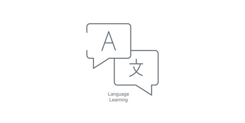 Language Learning Icon for Mobile Apps Dedicated to Language Education and Practice