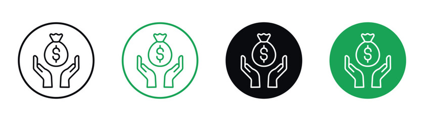 save money line icon set vector