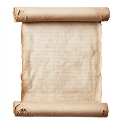 A vintage aged scroll featuring faded parchment, perfect for historical themes, writing, or artistic projects.