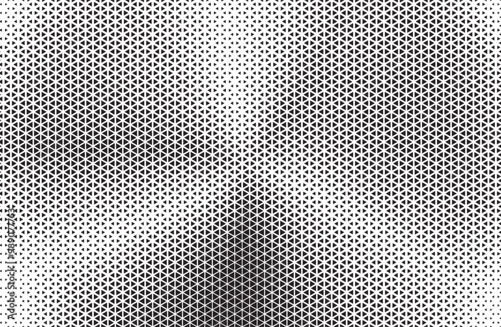 Aufkleber Triangle Shapes Vector Abstract Geometric Technology Oscillation Wave Isolated on Light Background. Halftone Triangular Retro Simple Pattern. Minimal 80s Style Dynamic Tech Wallpaper	
