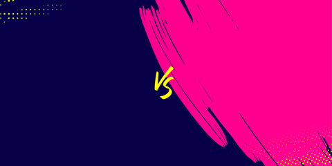 VS Match Sport Background with Pink and Dark Blue Brush Stroke Split Design for Competitive Matchup Events, Battle Versus and Sports Events Banner