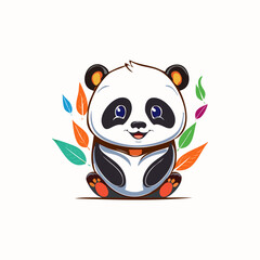 Cute panda bear vector logo design template. Panda logo concept.