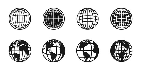 Globes with World Maps. Earth Vector Icons. Earth icon. Globes. Earth Globe with continents. Globe. Earth Globe. Vector illustration